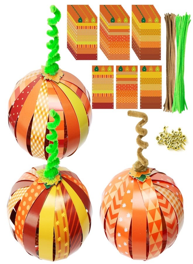 BLSUREFYX 36 PCS Paper Strip Pumpkin Craft Kit DIY Fall Thanksgiving Gratitude Pumpkin Craft Halloween Pumpkin Craft for Autumn Holiday Activities Religious Decor Home School Party Supplies - Image 1